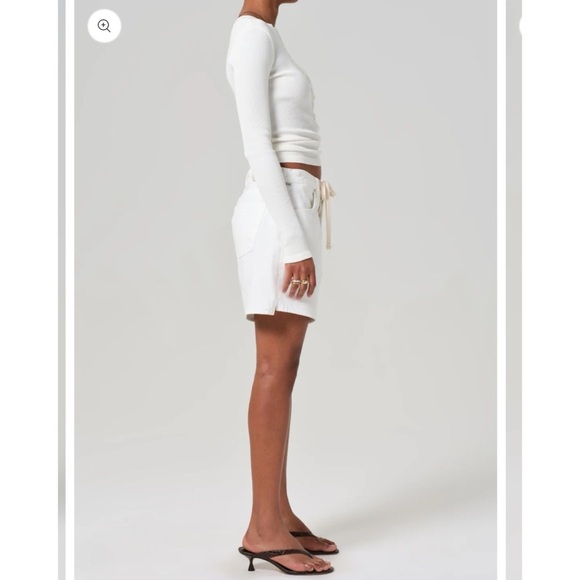 New Citizens of Humanity Brynn Drawstring Jean Shorts in Fresco White 27 - Picture 11 of 14